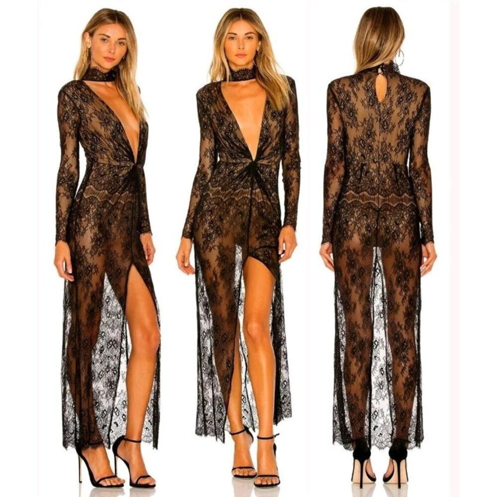 Majorelle Revolve CALISTO Black Nude Lace Body Jumpsuit XL ASO KELLIE BARRETT